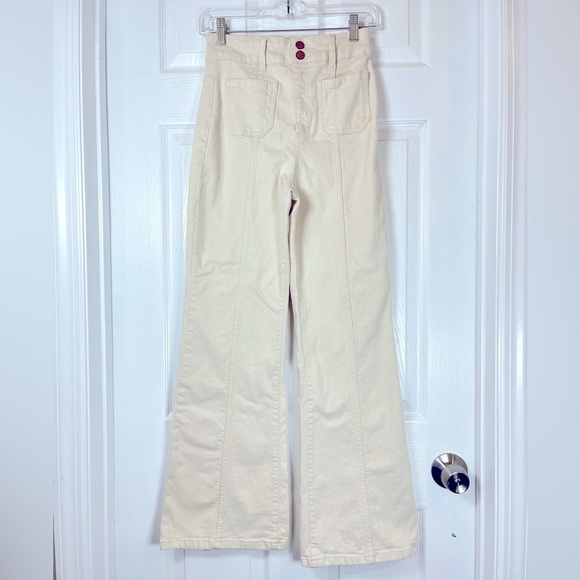 Marine Layer Archive Flare Jeans in Ecru White Size 2 - Picture 3 of 10